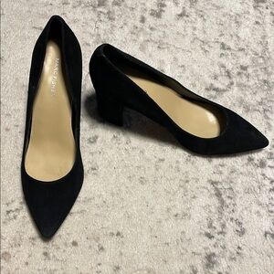 Marc Fisher Claire Black Leather Women's Block Heel Pumps 7.5